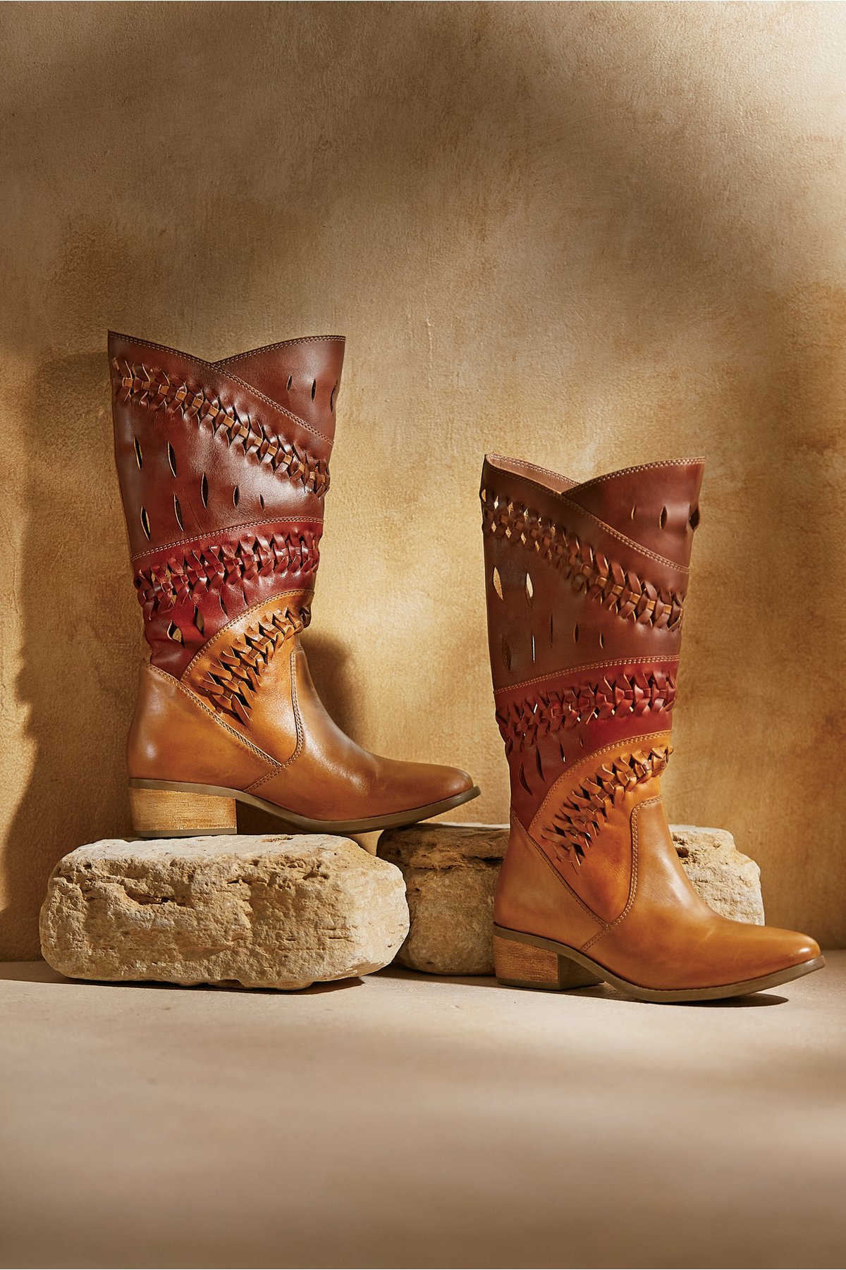 natural color leather boots