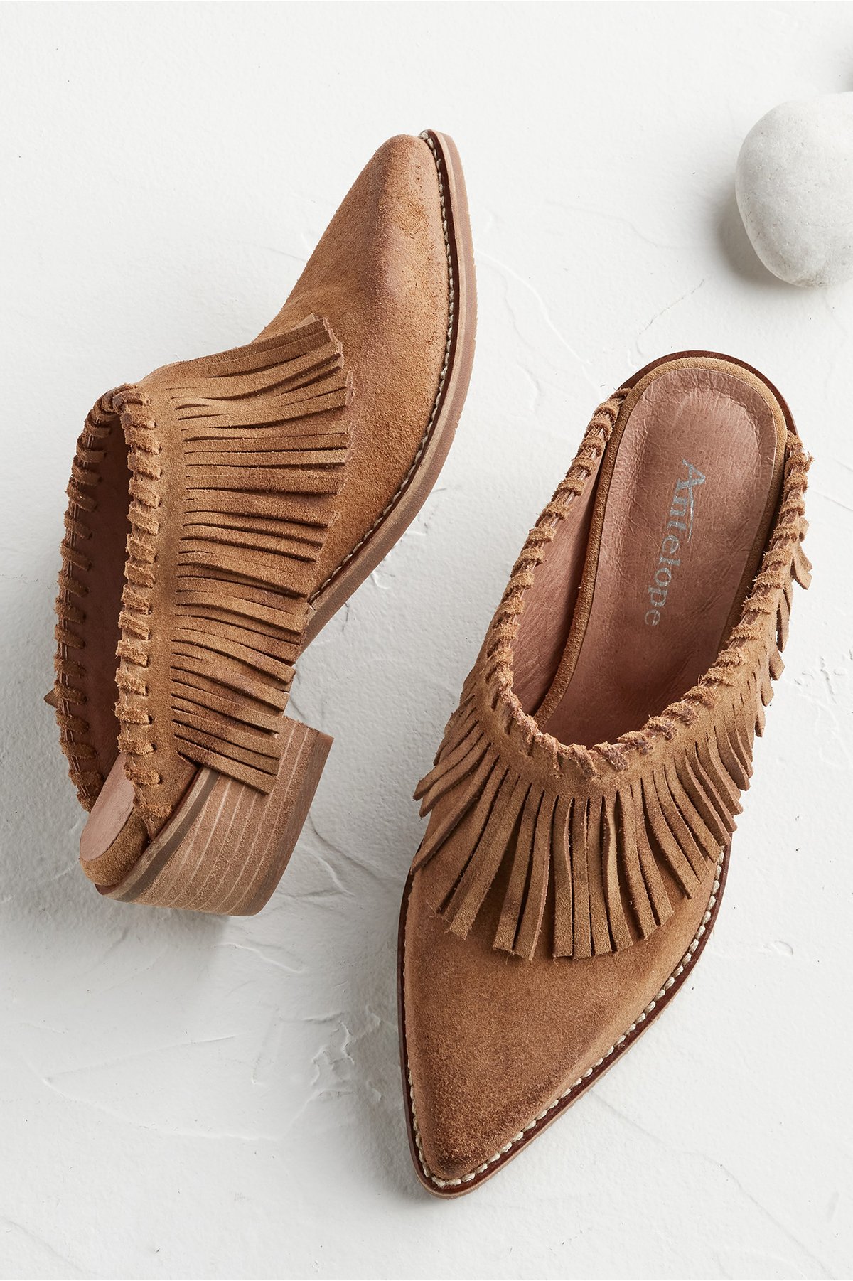 dabney fringe suede mules