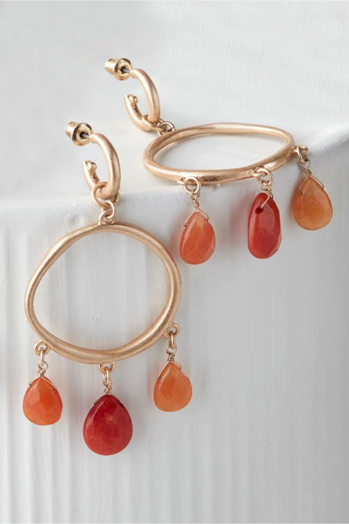 Arancia Hoop Earring by Soft Surroundings, in Red Orange/Gold size One Size