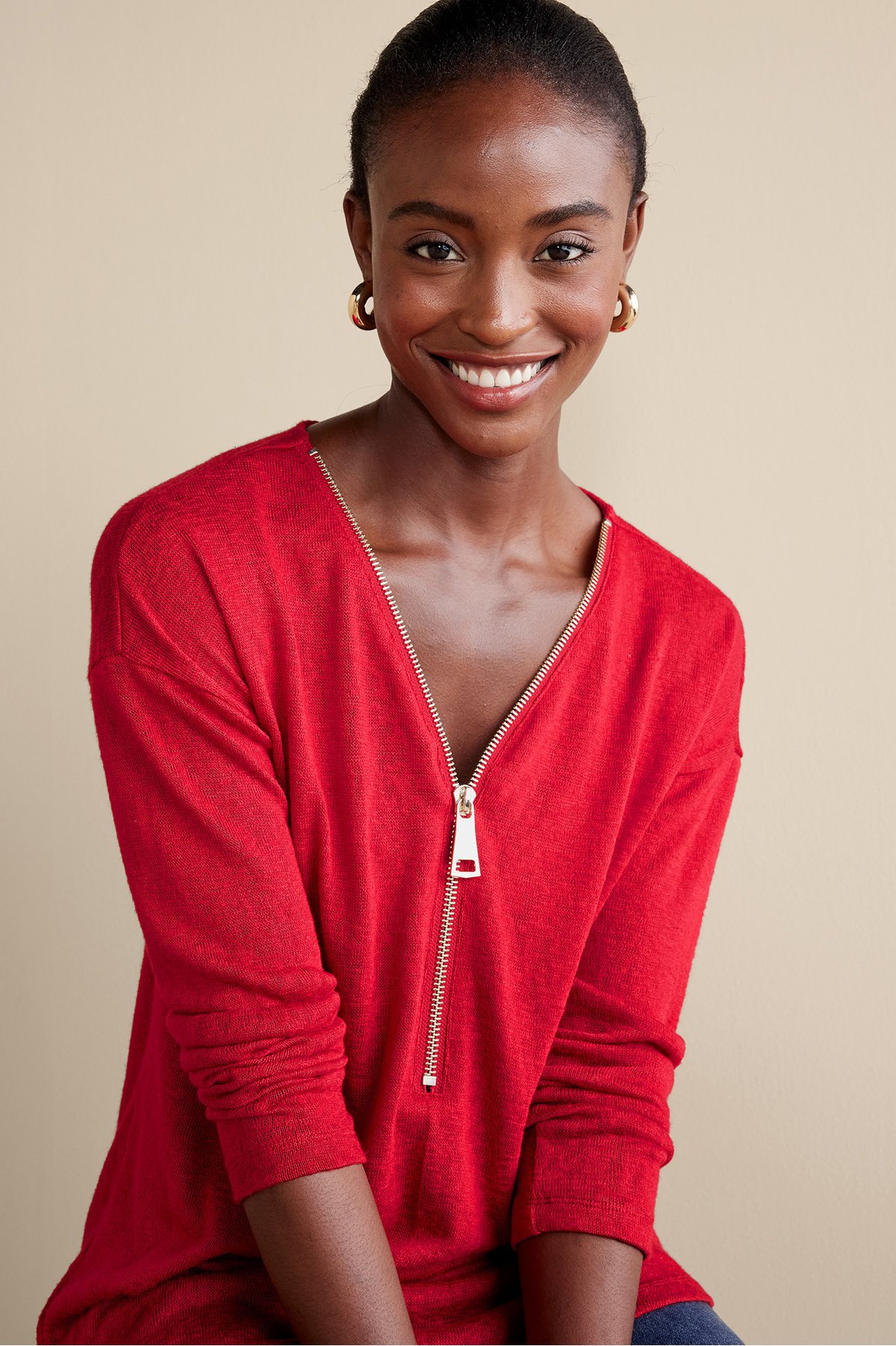 Women's Valentina Zip Sweater by Soft Surroundings...