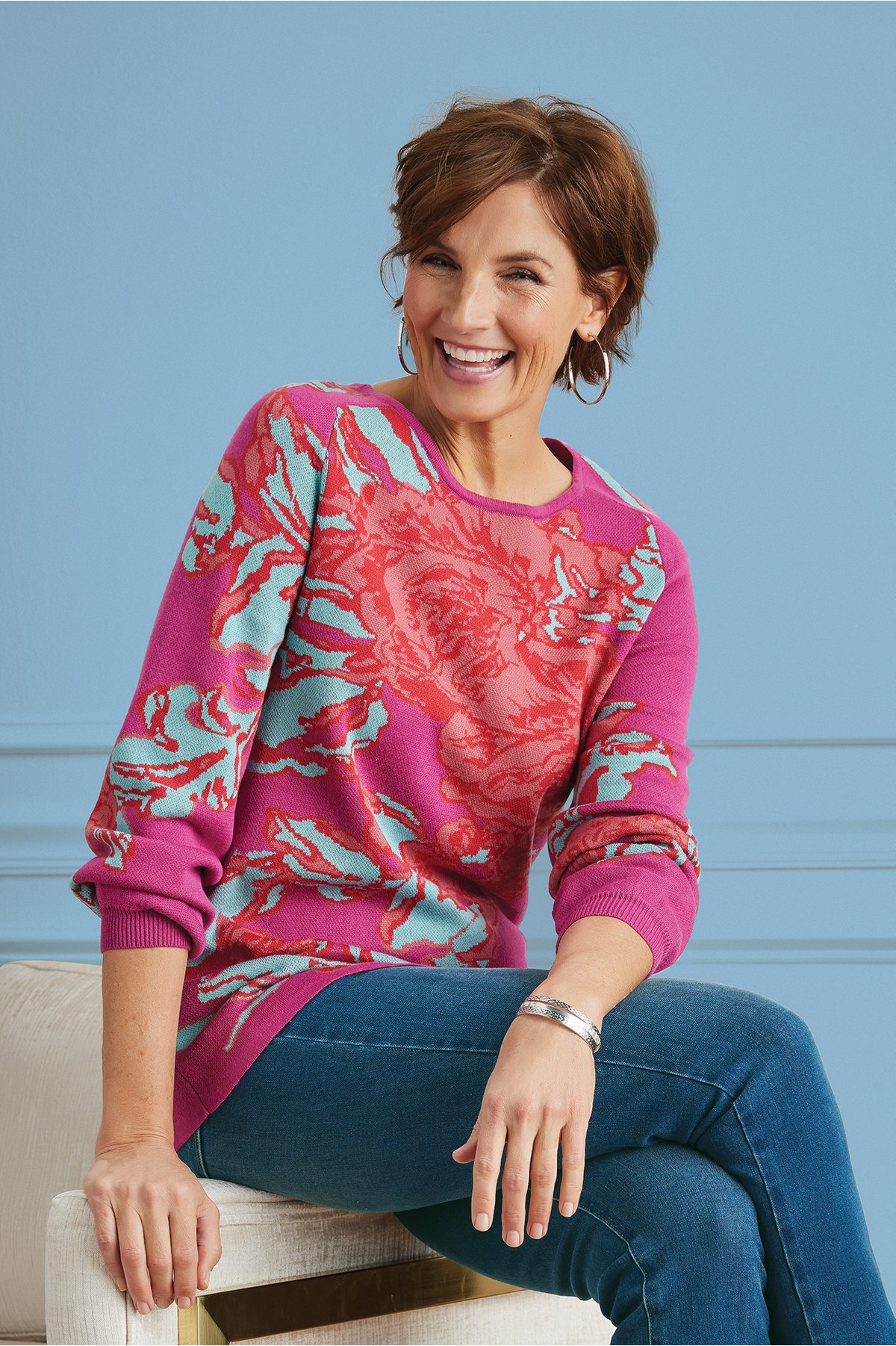 floral jacquard sweater
