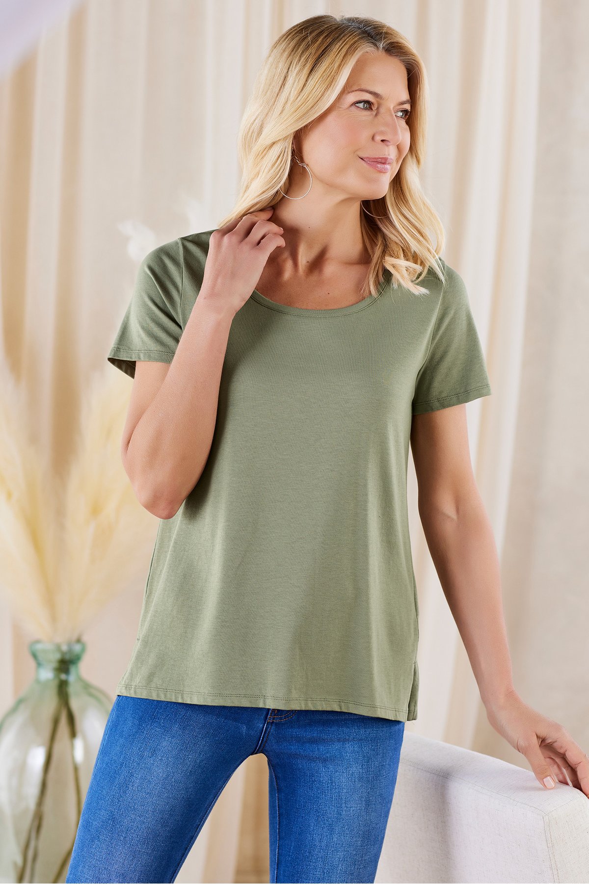 Women Stella Pima Scoop Neck Tee Soft Surroundings Outlet