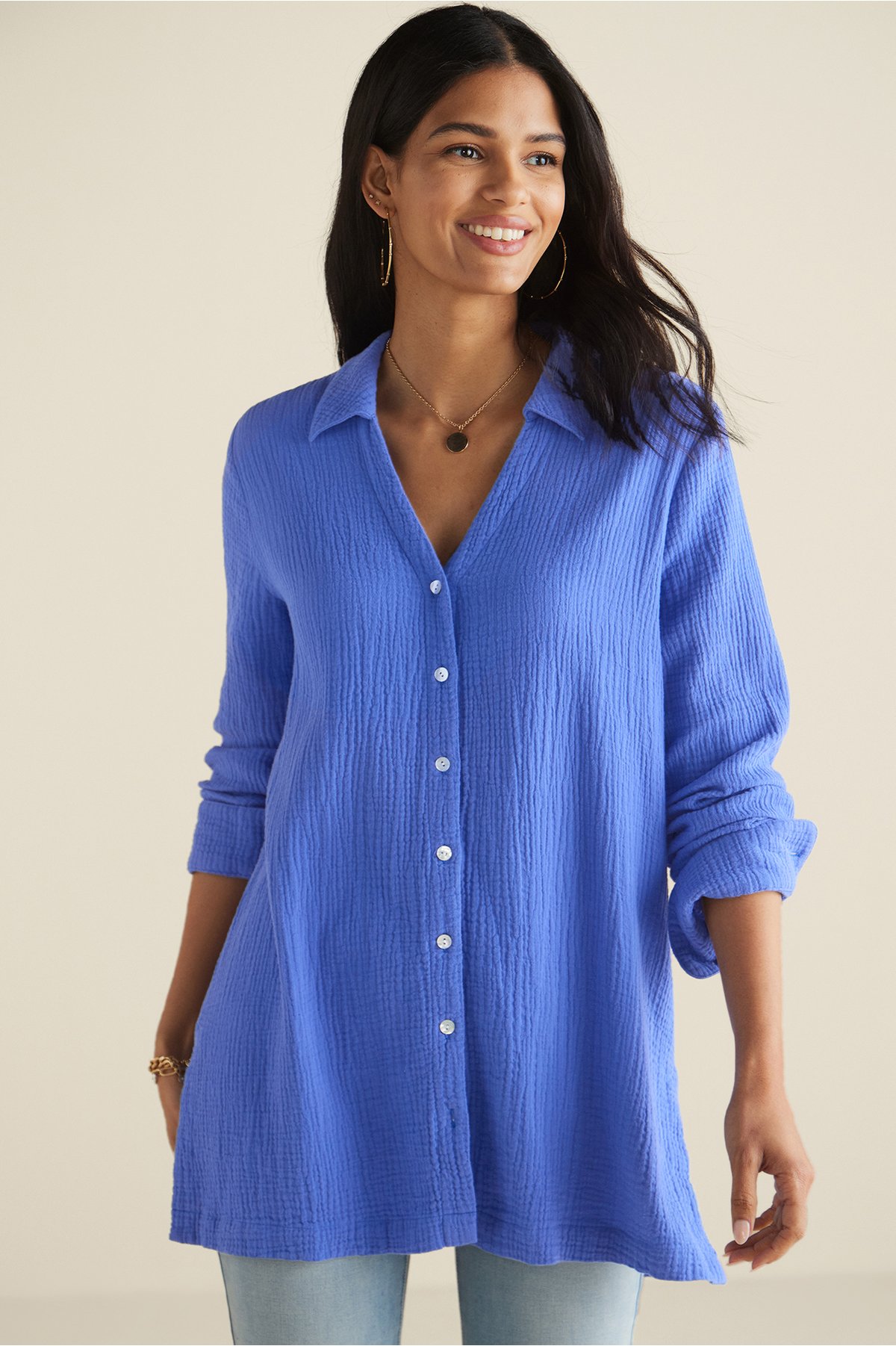Escambia Gauze Tunic Shirt | Soft Surroundings Outlet