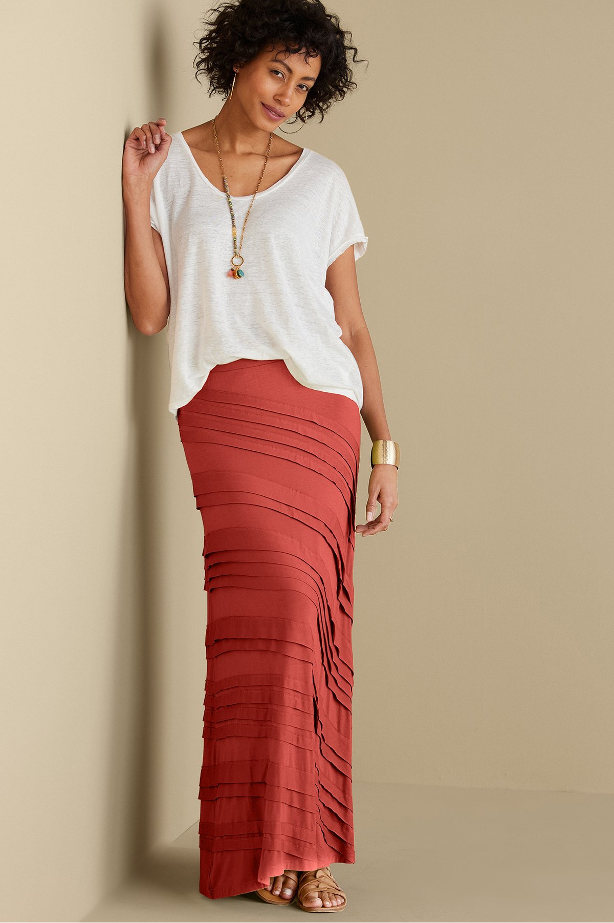 Women's Rosemary Skirt by Soft Surroundings, in Red Ochre size L (14-16)