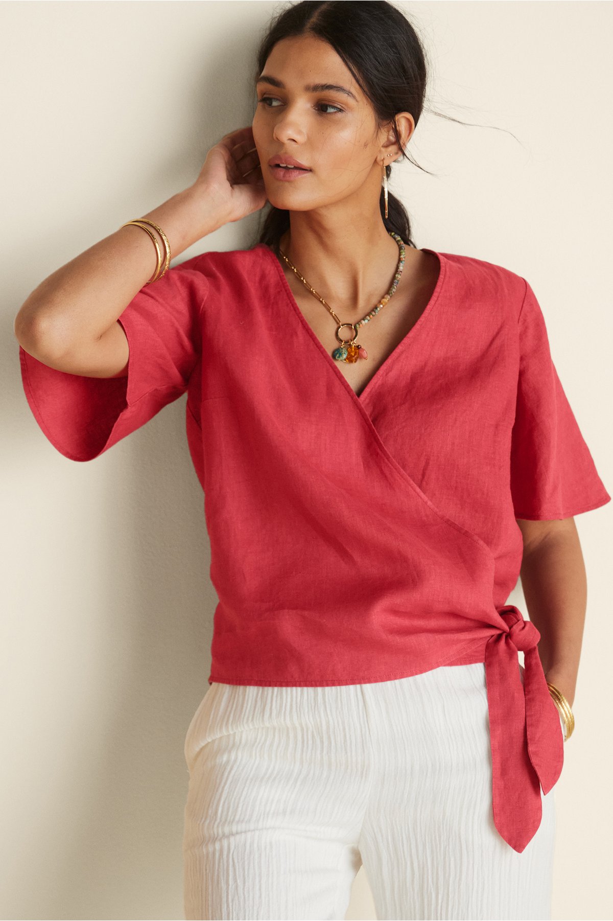 Avonia Linen Wrap Top Soft Surroundings