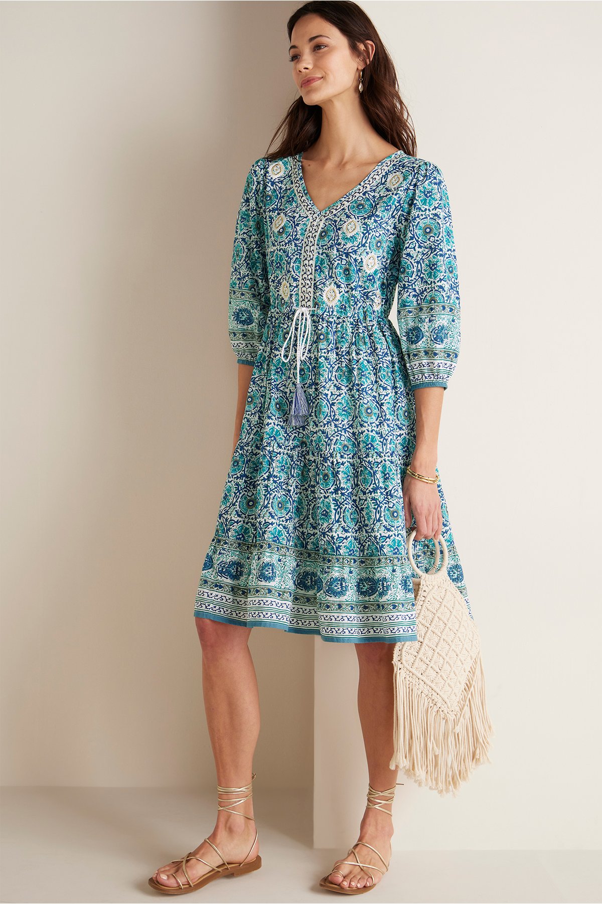 Nerissa Dress Printed Floral Cotton Dress Soft Surroundings