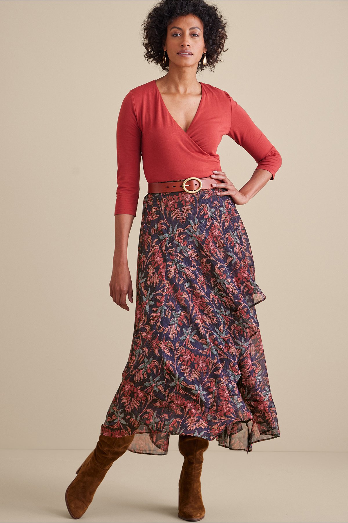 Women's Flora Skirt by Soft Surroundings, in Multi Floral size M (10-12)