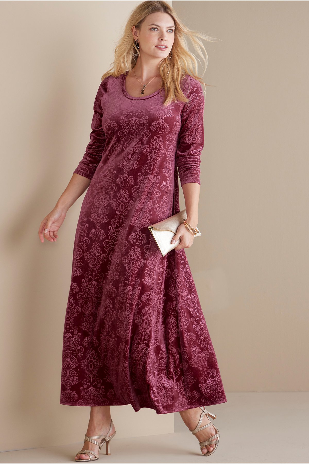 Plus Size Santiago Embossed Velvet Dress Soft Surroundings 