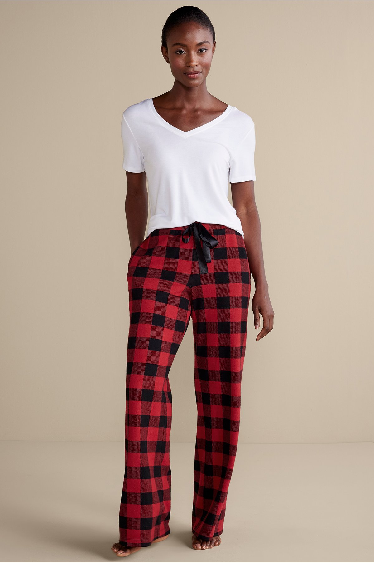 Women's Petites Mad About Plaid Pant by Soft Surroundings, in Red Plaid size PM (10-12)