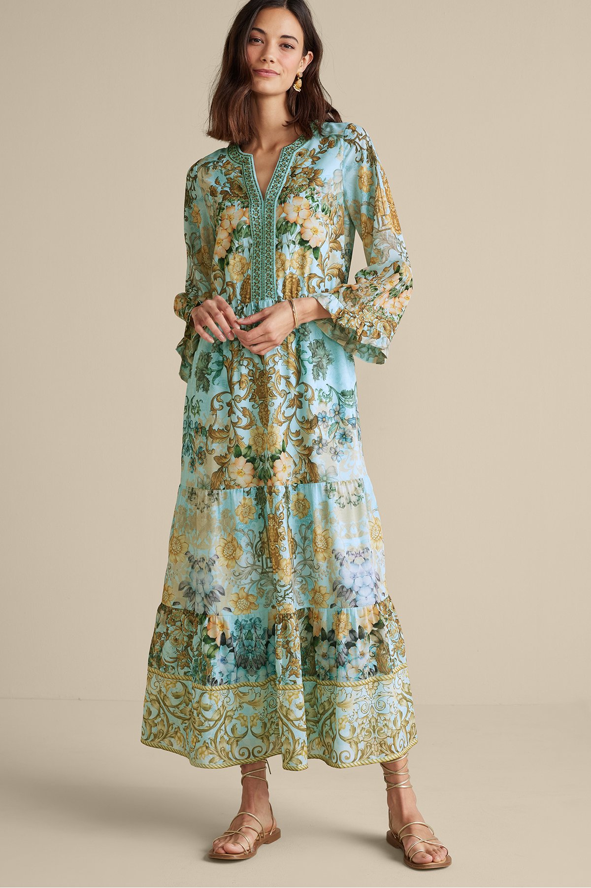 Baroque Maxi Dress - Scrollwork Print Maxi Dress | Soft Surroundings