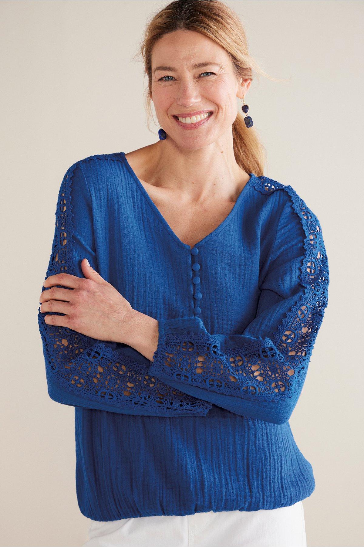 Melinda Gauze & Crochet Top Soft Surroundings