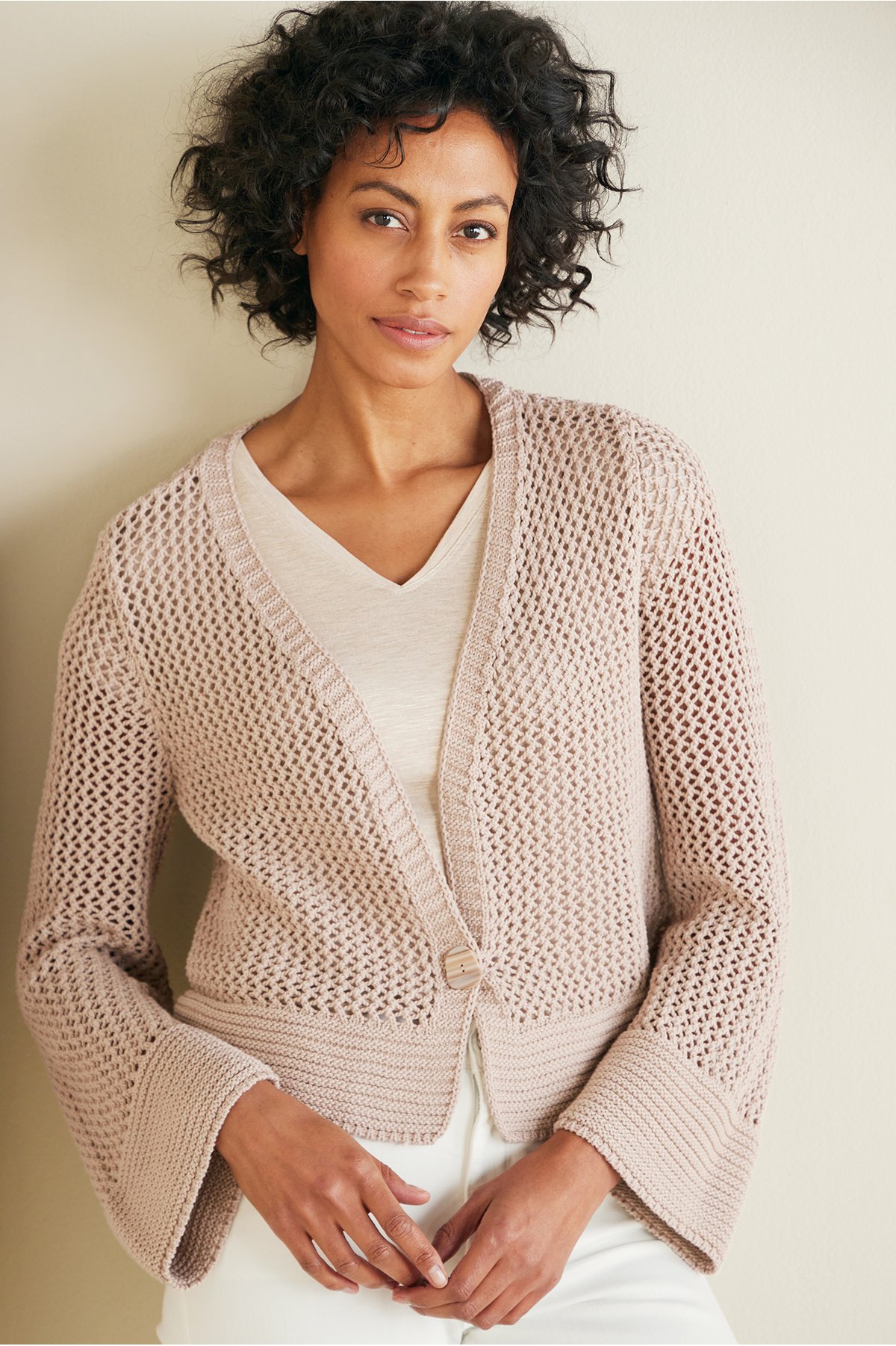 Sakari Cardi Cropped Open Weave Cardi Soft Surroundings