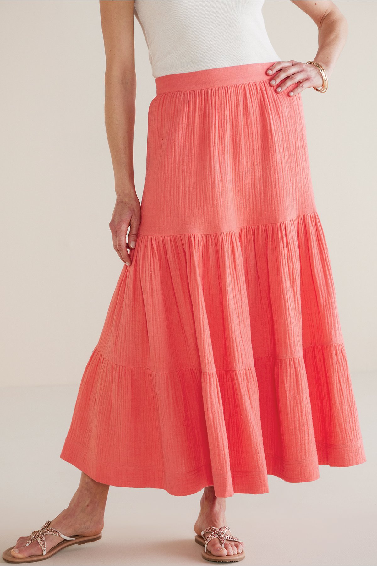 Ruari Gauze Maxi Skirt Tiered Gauze Maxi Skirt Soft Surroundings