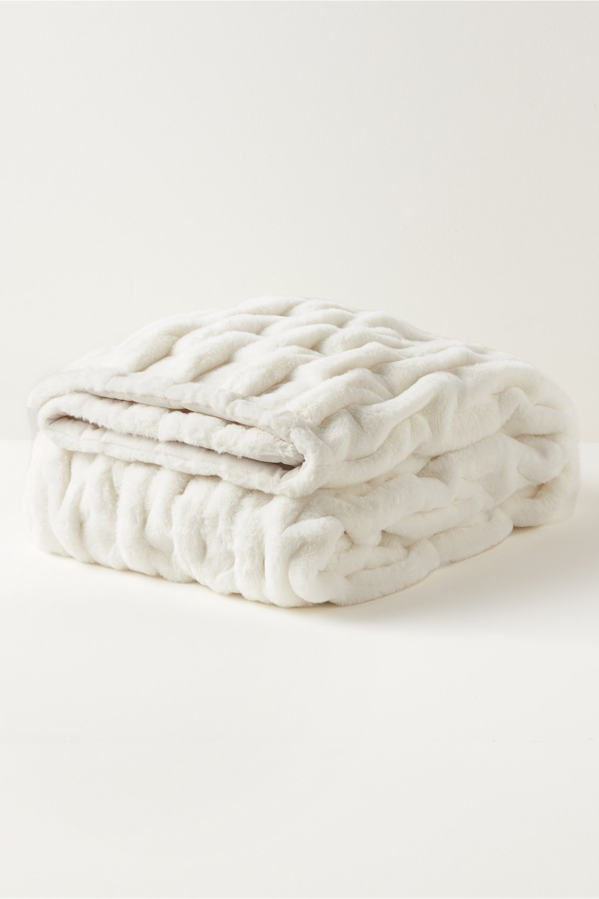 La Parisienne Faux Fur Throw Blanket by Soft Surroundings, in Ivory