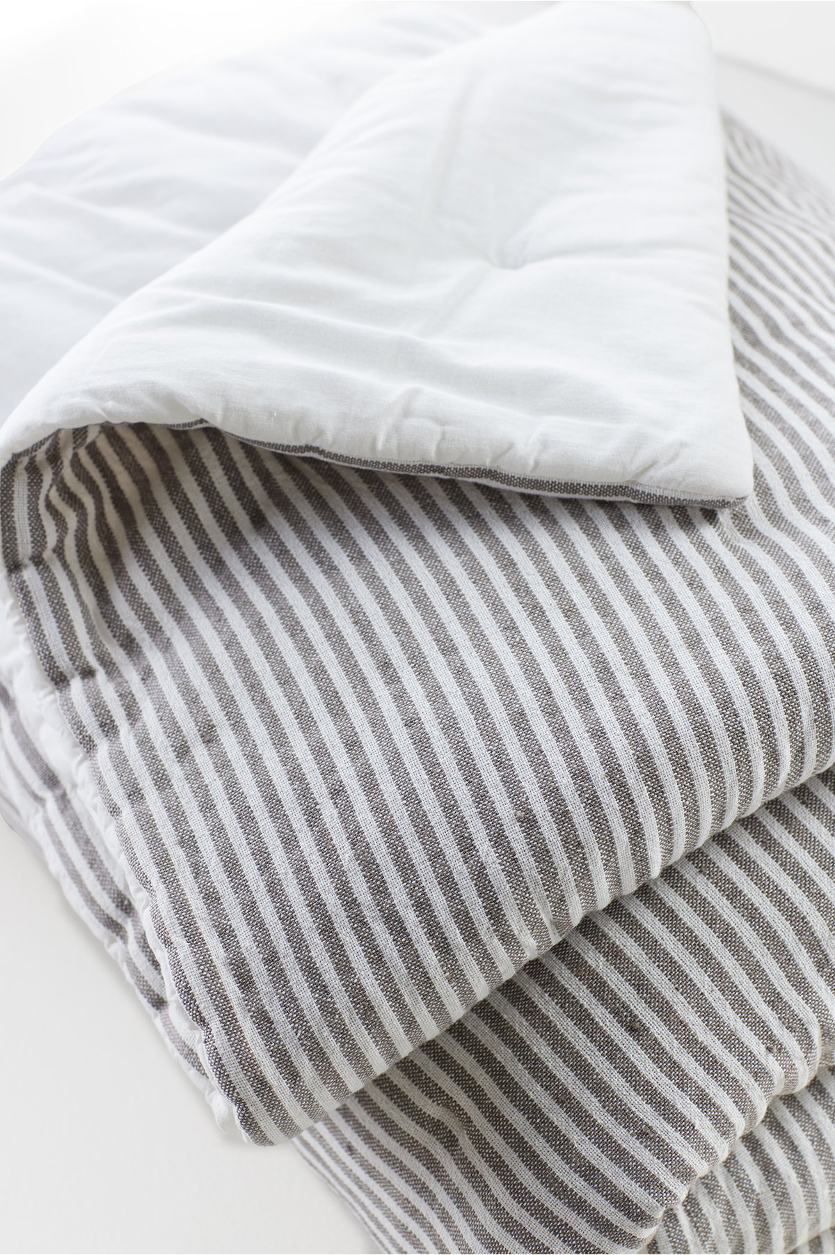 Isabelline Stripe Comforter by Soft Surroundings, in Grey size Queen