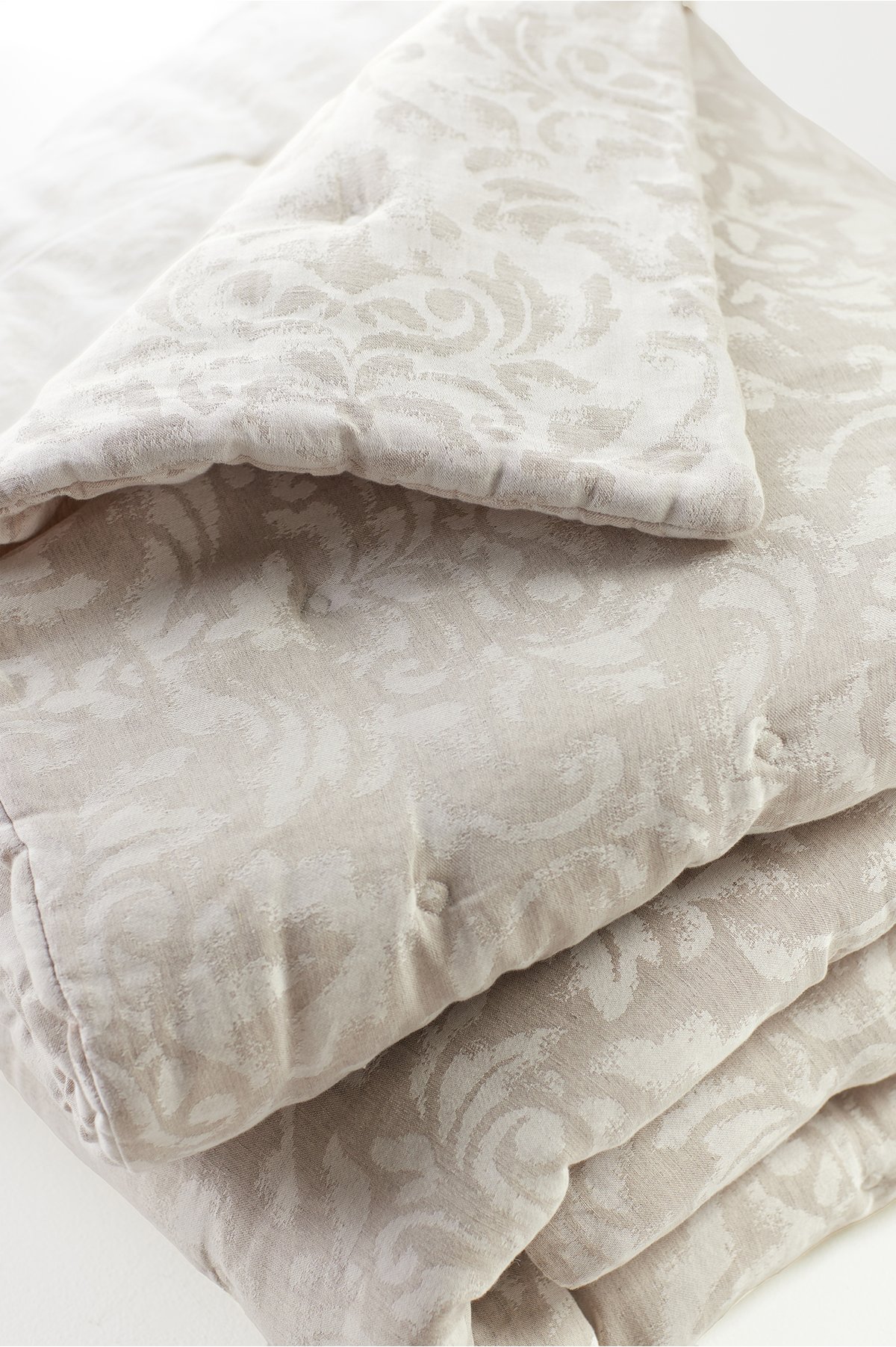 Rosalyn Damask Comforter by Soft Surroundings, in Rose Sand size Queen