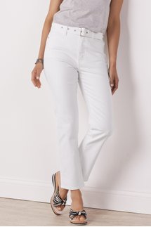 Ultimate Denim Belted High-Rise Straight Crop Jeans