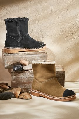 Cap Toe Faux Shearling Bootie