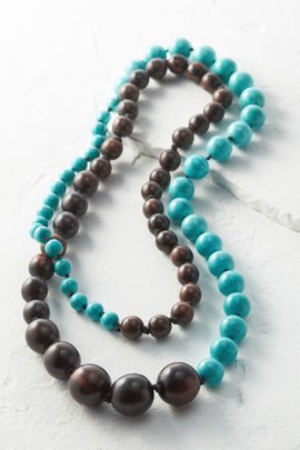 Turquoise and Wood Necklace