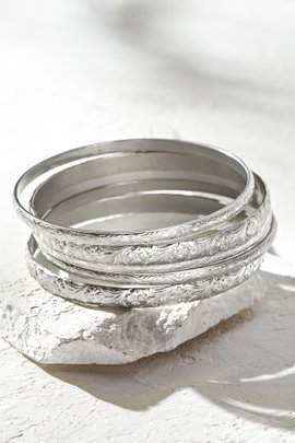 Blume Floral Embossed Bangle Set