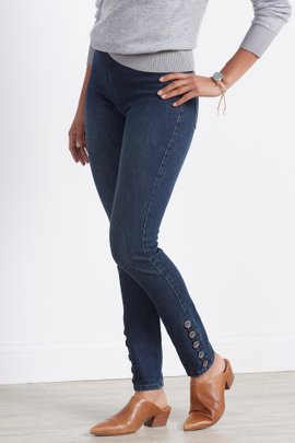 Ultimate Denim Button Hem Skinny Jeans