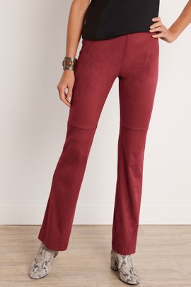 Petites Faux Suede Pull-On Bootcut Pants