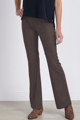 Faux Suede Pull-On Bootcut Pants