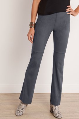 Faux Suede Pull-On Bootcut Pants