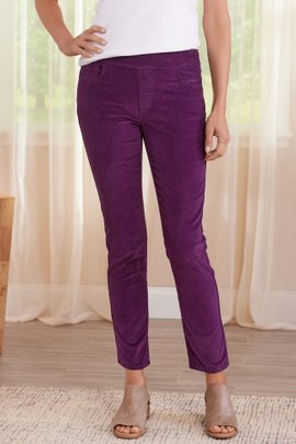 Pull-On Relaxed Straight Corduroy Pants