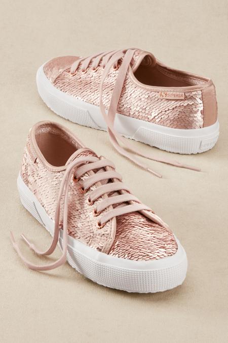 ola responder caja registradora Superga Iridescent Sequin Sneakers - Rose Gold Sneakers | Soft ...