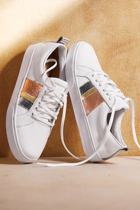 sporty white leather shoes