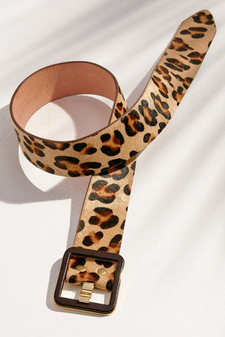 Animal Print Belt with Square Buckle