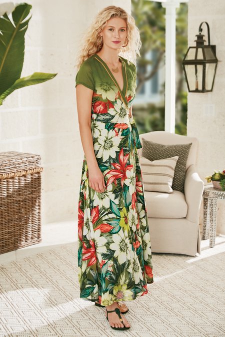 green floral wrap maxi dress