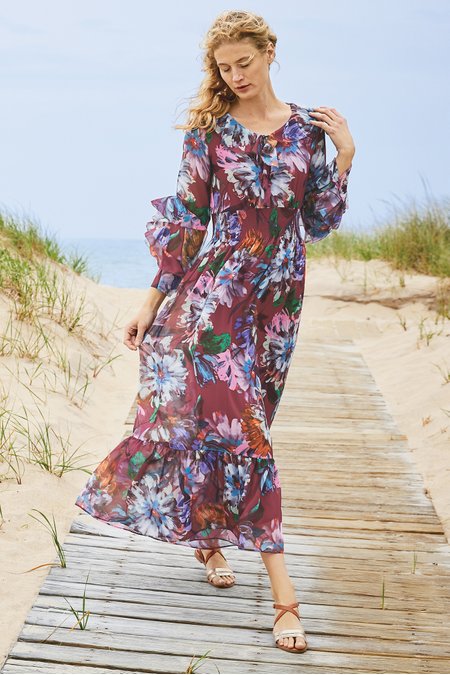 Fiore Rosa Dress - Floral Chiffon ...