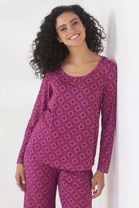 Women Blissful Bamboo Dreaming Violet Long Sleeve Top