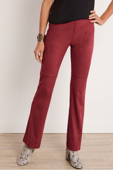 Women Faux Suede Pull-On Bootcut Pants