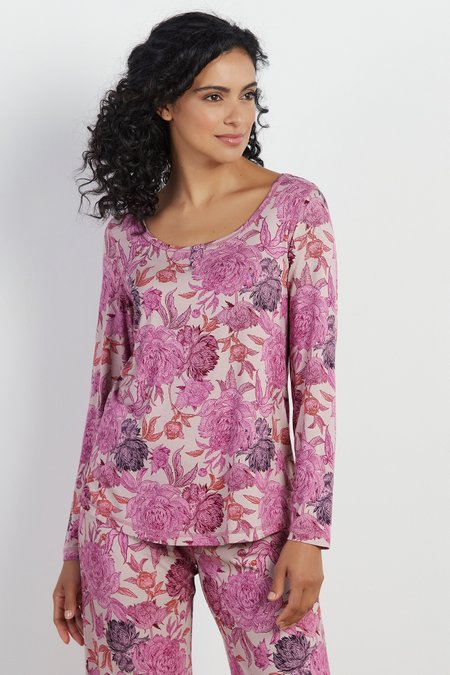 Blissful Bamboo Rose Long Sleeve Top