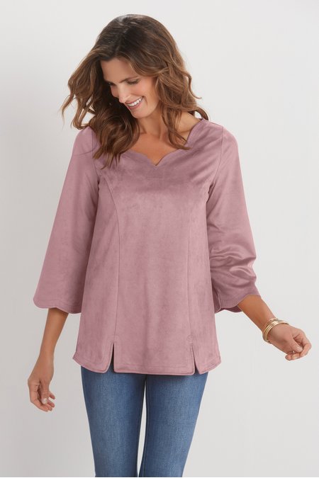 Petites Wishing Bell Faux Suede Top