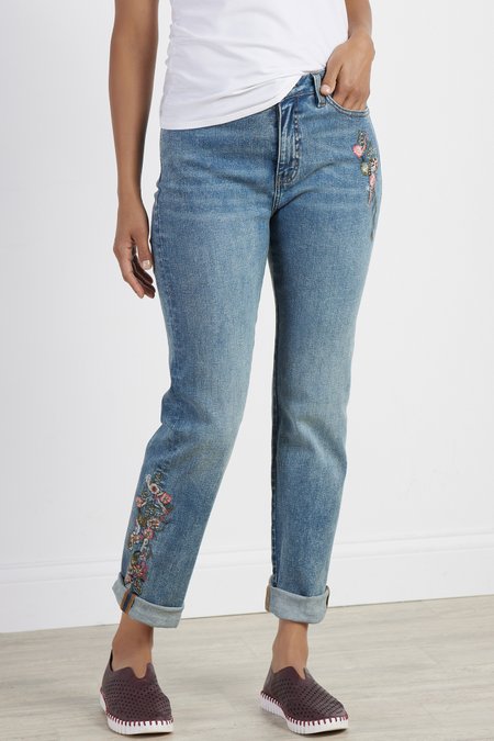Petites Ultimate Denim Embellished Girlfriend Jeans
