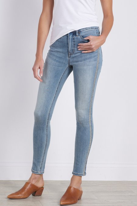 The Ultimate Denim Rhinestone Trim Skinny Jeans