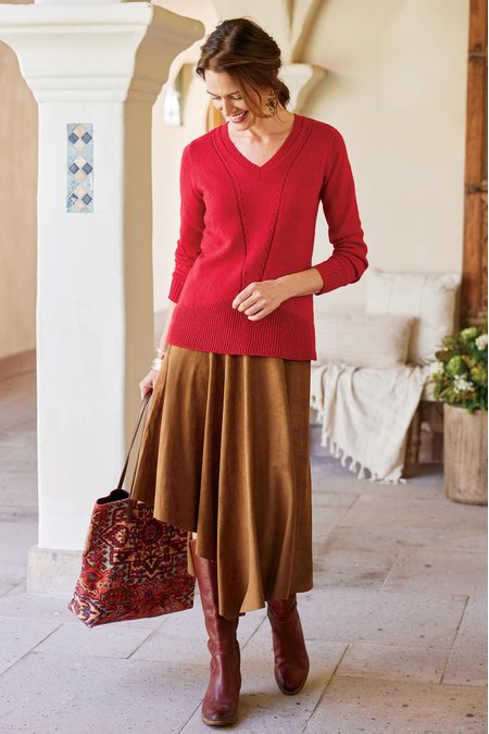 Petites Inverness Faux Suede Skirt