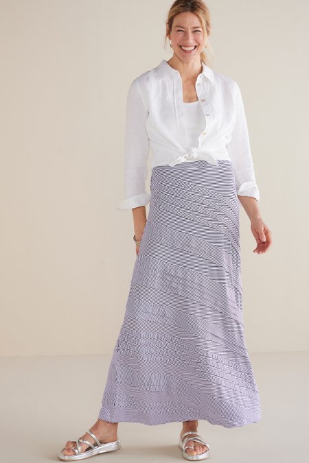 Rosemary Skirt - Diagonal Maxi Knit Skirt | Soft Surroundings Outlet