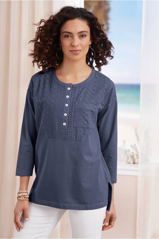 Ellie Tunic - Cotton Knit Eyelet Tunic | Soft Surroundings