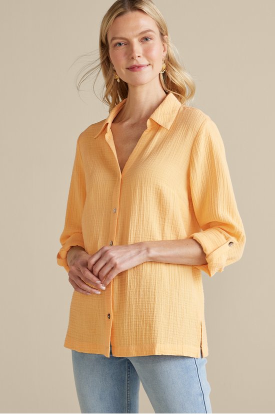 Womens Soft Surroundings Tops  Silk Hydrangea Shirt ~ Gail Short Writes