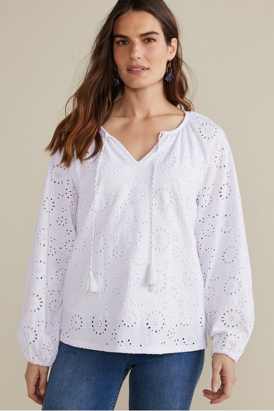 Soft Surroundings Shirt Womens XL White Flowy Cotton Pleat Back Cowl Neck  Tunic