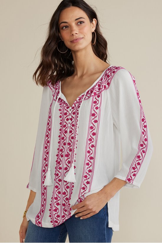 Naia Embroidered Gauze Top