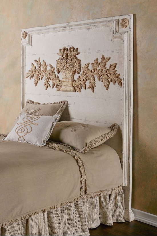 Burgundy Headboard Antique Ivory Headboard, French Antique Headboard