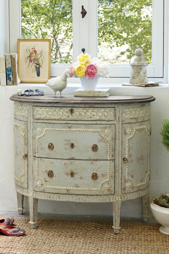 Flemish Demilune French Antique Buffet Swedish Grey Soft Flemish Demilune